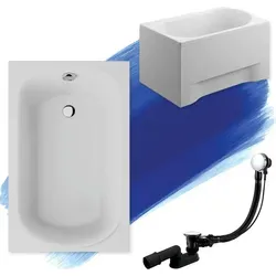 BADLAND Rechteck Mini Badewanne 100x65 mit GRATIS Acrylschürze - Komfortable Mini Badewanne aus hochwertigem Acryl (5 mm) mit 58 Litern Fassungsvermögen. Inklusive automatischem Ablauf und stabiler Acrylschürze – ideal für kleine Badezimmer.