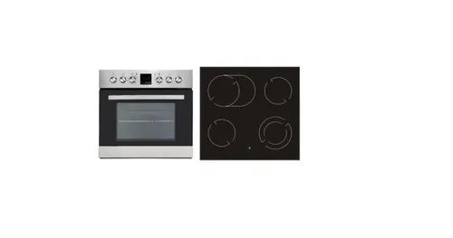 PKM Elektro-Herd-Set BIC 1000 IX4 - Herd mit Umluft- und Grillfunktion, 4 Kochzonen, Glaskeramik und Teleskopauszug für komfortables Kochen, Energieeffizienzklasse A für umweltbewusstes Kochen.