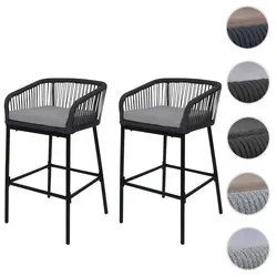 Mendler 2er-Set Rope-Barhocker HWC-O22 – Stilvolle Tresenhocker für Garten und Terrasse - Genießen Sie höchsten Komfort mit unseren eleganten Barhockern im 2er-Set. Das strapazierfähige Seilgeflecht und die bequemen Sitzkissen sorgen für entspannte Stunden im Freien. Ideal für Garten und Balkon!