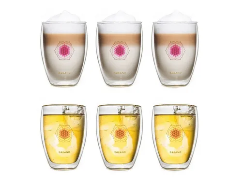Creano Teeglas 6er-Set „Blume des Lebens“ - Doppelwandglas, tropffrei - Teegläser aus hochwertigem Borosilikatglas mit isolierender Doppelwand-Technologie. Genießen Sie Ihre Getränke stilvoll und ohne Verbrennungen!