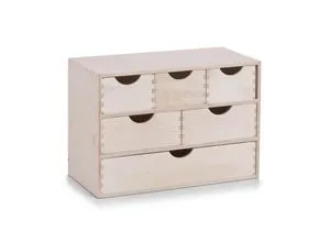 Zeller Present Regal mit 6 Schubladen - Praktisches Aufbewahrungsregal aus Hartholz (Birke) in Naturfarbe, ideal für Wohnzimmer und kleine Räume, mit kompakten Maßen von 40x20x28 cm.