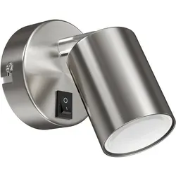 ledscom.de Wandspot WAIKA, einflammig, mit Schalter, GU10, chrom matt, inkl. GU10 LED Lampe (warmweiß, 6,826W, 630lm, 100°)