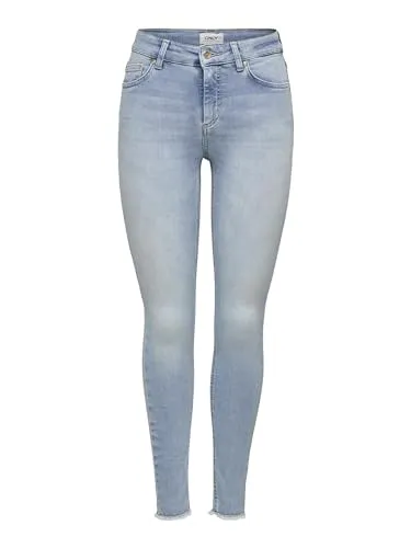 ONLY NOS Damen onlBLUSH MID SK ANK RAW JNS REA306 NOOS Skinny Jeans - Stylische Skinny Jeans in Light Blue Denim, mittlere Leibhöhe für optimalen Tragekomfort und vielseitige Kombinationsmöglichkeiten.
