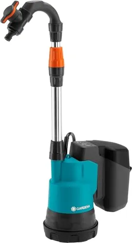Gardena Akku-Regenfasspumpe 2000/2 18V P4A ohne Akku - Wasserpumpen mit 2000 l/h Fördermenge, Trockenlaufsicherung und integriertem Filter für einen sicheren und zuverlässigen Betrieb.