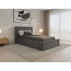 Homesy Polsterbett Sana, Dunkelgrau, 100x200 cm mit Bettkasten - Modernes Polsterbett Sana mit stabilem Metall-Lattenrost und praktischem Bettkasten für optimalen Stauraum. Ideal für jedes Schlafzimmer – komfortabel und stilvoll.