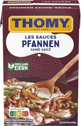 THOMY Les Sauces Pfannen Sahne-Sauce, Vegetarische, 250 ml - Vegetarische Cremesauce für 2,5 Portionen, ideal zum Braten von Fleischgerichten, ohne künstliche Geschmacksverstärker und Farbstoffe, Nutri-Score C.