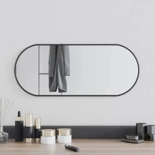 vidaXL Wandspiegel Schwarz 60x25 cm Oval - Eleganter Wandspiegel in Schwarz, ideal für kleine Räume. Langlebiges Glas und stabiler PVC-Rahmen sorgen für eine klare Spiegelung und stilvolle Akzente in deinem Zuhause.