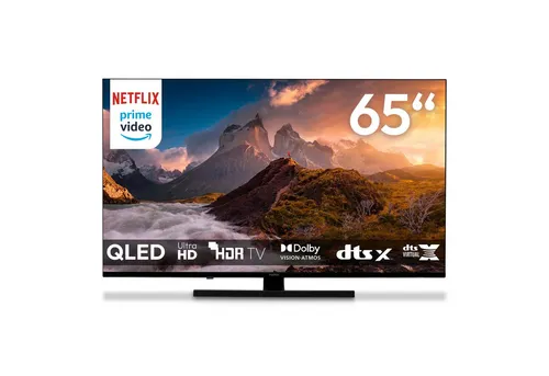 MEDION 65 Zoll QLED Fernseher - 4K Smart TV mit Dolby Vision und Atmos - Fernseher mit 163,9 cm (65") Bildschirmdiagonale, UHD 4K-Auflösung und HDR für lebendige Farben. Inklusive Smart TV-Funktionen wie Netflix, Prime Video und Google TV.