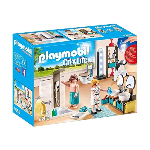 PLAYMOBIL® Modernes Wohnhaus 9268 - Badezimmer Set für kreativen Spielspaß - Modernes Wohnen: Fördert die Fantasie und Kreativität von Kindern ab 3 Jahren mit detailgetreuem Badezimmer-Design.