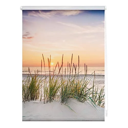 Lichtblick Klemmfix Tageslicht-Rollo Nordseestrand - Seitenzug-Rollo, blickdicht mit hochwertigem Digitaldruckmotiv, Montage ohne Bohren, idealer Blend- und Sichtschutz für jeden Raum.