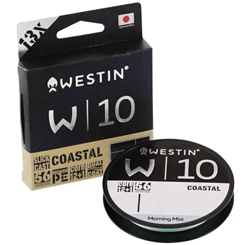 Westin W10 13 Braid Coastal Morning Mist 0,165mm - Geflochtene Angelschnur, 150m, mit hoher Abriebfestigkeit und ideal für das Angeln in Küstengewässern.