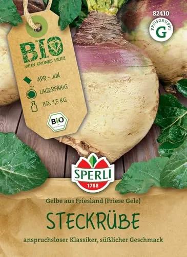 Sperli BIO Steckrüben Samen 82410 – Gemüsesamen für eine anspruchslose Steckrübe mit süßlichem Geschmack und Inhalt für 80 Pflanzen - Saatgut, Gemüsepflanzen