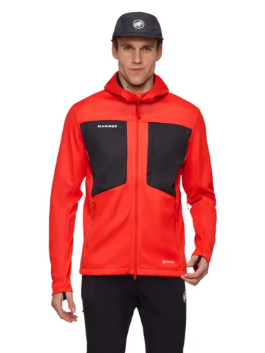 Mammut Ultimate VIII Softshell Hooded Jacket Men - mammut red-black (3777) L - Outdoor Freizeitjacke für Herren, ideal für Trekking und Bergsteigen. Mit WINDSTOPPER-Technologie für optimalen Schutz vor Wind und Wetter und umweltfreundlichem Design aus 100% Recyclingpolyester.
