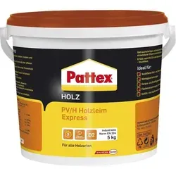 PATTEX EXPRESS Holzleim - 5000 g - Klebstoffe, schnell abbindender Holzleim für alle Holzarten, ideal für feuchtfeste Verleimungen mit hoher Wärmebeständigkeit und transparenter Trocknung.