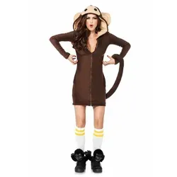 Leg Avenue Kostüm Adretter Affe - Märchen-Kostüme mit witzigem Primaten-Look – der kuschelweiche Hoodie Dress sorgt für Aufsehen und hohen Tragekomfort!