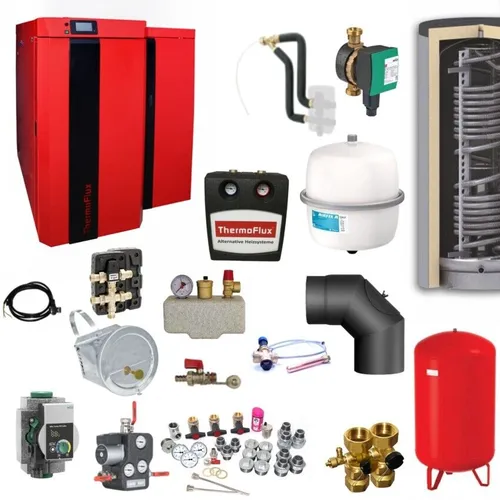 ThermoFlux Kombikessel Pid Logic Kombi 45 kW Komplettset 5 - Pelletheizung: Effizientes Kessel-Komplettpaket für Brauch- und Heizungswasser mit modernster PID-Logik.