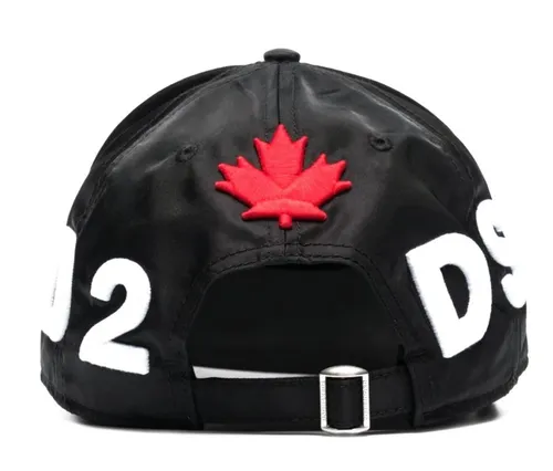 Dsquared2 Baseball Cap mit All-Over Logo und Maple Leaf Patch - Stylische Baseballkappe aus leichtem, strapazierfähigem Nylon. Verstellbar und mit UV-Schutz, ideal für sportliche und elegante Outfits.