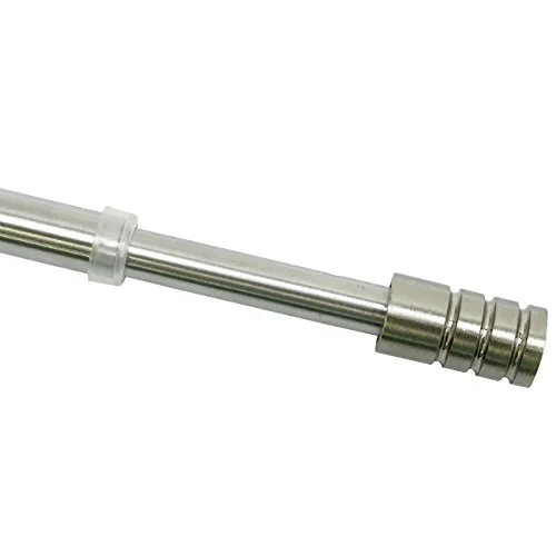 Gardinia 30764 Vitragestange Zylinder Ø 10 mm, Metall, ausziehbar 60-85 cm, inklusiv 2 Träger, edelstahl-optik