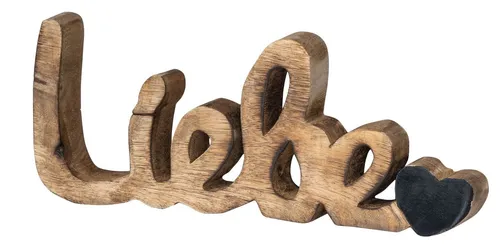Levandeo® Dekoobjekt, Schriftzug Liebe L26cm Mango Natur Schwarz Holz Buchstaben Tischdeko