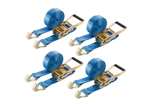 Arebos Spanngurt mit Haken, 6m x 50mm, Zurrkraft bis 5000kg, 4 Stück - Hochwertige Spanngurte zur Ladungssicherung, mit 5000 kg Zurrkraft in der Umreifung, ideal für Transport und Lagerung. Set mit 4 robusten Gurten, perfekt für jeden Einsatz.