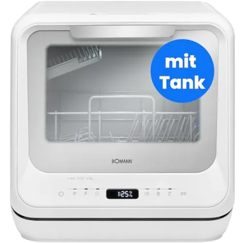 Bomann TSG 5704 Tischgeschirrspüler - Tischgeschirrspüler, 42 cm breit, für 2 Maßgedecke, mit 6 Spülprogrammen und Innenbeleuchtung – ideal für kleine Küchen und effiziente Reinigung.