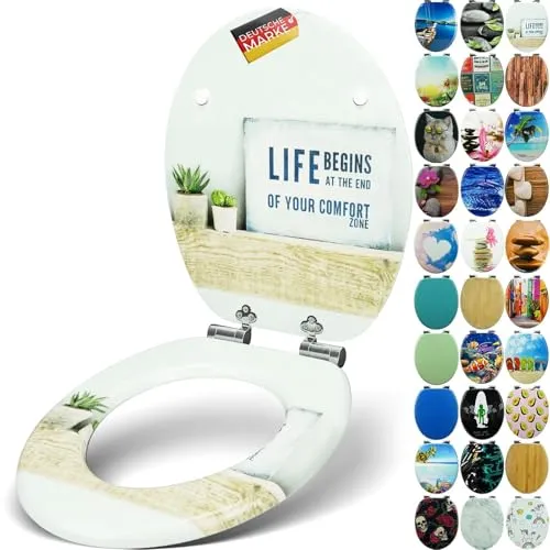 Sanfino WC-Sitz „Life“ mit Absenkautomatik – Hochwertiger Toilettendeckel aus Holz - Hochwertiger Toilettensitz aus Holzfaser mit sanfter Absenkautomatik. Bunte Motive verleihen Ihrem Bad eine individuelle Note. Einfache Montage mit verstellbaren Scharnieren.