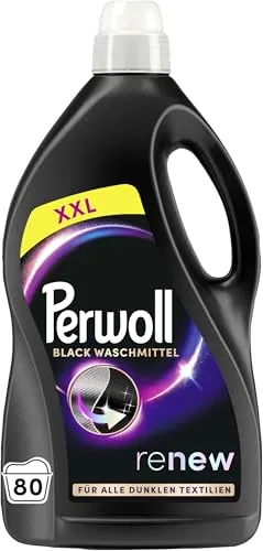 Perwoll Renew Feinwaschmittel Black PE8SC - 4 Liter Flasche, 80 WL - Waschmittel für dunkle Farben, erneuert die Fasern, verbessert die Farbintensität und verleiht einen wunderbaren Duft. Ideal für langanhaltende Frische!