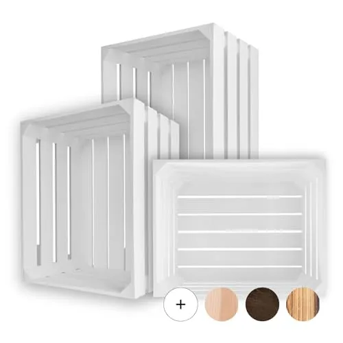 Creative Deco Große Holzkiste Weiß 50 x 40 x 30 cm - Aufbewahrungsbox aus hochwertigem Kiefernholz, ideal für vielseitige Einsatzmöglichkeiten wie Geschenkkiste, DIY-Projekte oder Wohnraumorganisation.
