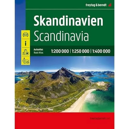 Skandinavien, Autoatlas 1:200.000 - 1:400.000, freytag & berndt: Spiralbindung, Camping- und Stellplätze, Freizeitinfos (freytag & berndt Autoatlanten)