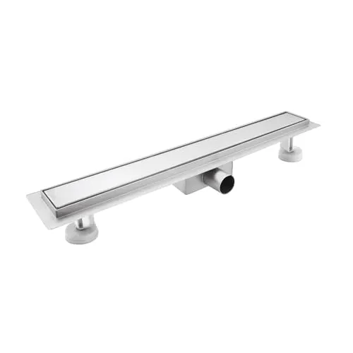 sunrik Duschrinne 110 cm, Befliesbar Duschrinne extra flach, Edelstahl Bodenablauf Komplettset mit Siphon Haarsieb