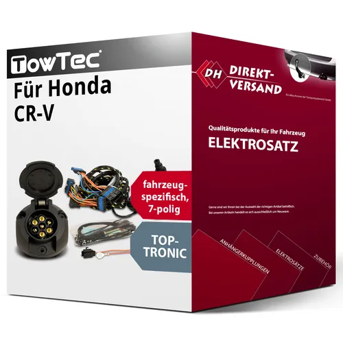 TRAIL-TEC Elektrosatz 7polig für Honda CR-V 06.2006-10.2012 - Fahrzeugspezifischer Elektrosatz mit Blinkerüberwachung, inklusive Montagematerial und Steckdose – ideal für sicheres Anhängen.
