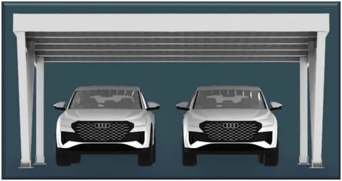 Niedax PV Carport Double PV-CP-D-210 - Robuster Carport aus rostfreiem Stahl, ideal für die Montage von Solarmodulen. Mit einer Höhe von 2,10 m und einer Breite von 6,0 m bietet er optimalen Schutz und Flexibilität.