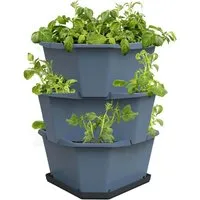 Gusta Garden Kartoffelturm "Paul Potato" in Blau - 3 Etagen für hohen Ertrag - Praktischer Kartoffelturm aus robustem Kunststoff für den einfachen Anbau von Kartoffeln und Gemüse. Mit Untersetzer und speziellem Design, das Schädlinge fernhält und optimale Wachstumsbedingungen bietet.