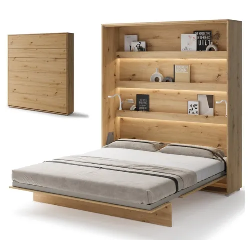 yourhouse24 Schrankbett Bed Concept Vertikal – Platzsparendes Gästebett in Eiche Artisan - Schrankbett Bed Concept – Wandklappbett für flexiblen Raum, sicher und einfach zu bedienen. Ideal für Gäste und kleine Räume, mit verschiedenen Matratzenbreiten erhältlich.
