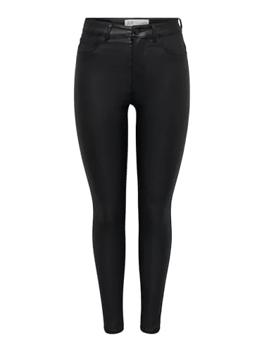 JDY Damen JDYnewthunder Coated High Skn PNT Noos Hose - Schwarze Skinny Fit Jeans, aus weichem Polyurethan, ideal für jeden Anlass und jede Saison.
