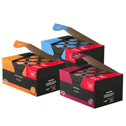 Tchibo Cafissimo Probierset - Kaffee-Vorratsbox mit 288 recyclebaren Kaffeekapseln in Premium Qualität, nachhaltig und fair gehandelt - entdecken Sie die Vielfalt von Caffè Crema, Espresso und mildem Kaffee!