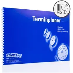 Sport-Tec Terminplaner Organizer für Praxis & Therapie – 4 Spalten - Terminkalender für effiziente Planung: 4 Spalten für bis zu 4 Therapeuten oder Behandlungsräume, ideal für eine Woche im Überblick und 15-Minuten-Takt.