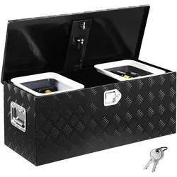 VEVOR Werkzeugkasten aus Aluminium für Pickups 899x370x370mm - Robuster Aluminium Werkzeugkasten für Ladeflächen von Pickups, diebstahlsicher mit Gasdruckfeder und breitem Griff für einfachen Zugang, ideal für Handwerker und Hobbyisten.