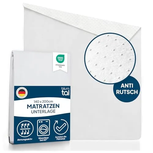 Blumtal® Lattenrost Auflage 140x200 cm - Matratzenschoner mit Anti-Rutsch-Schicht - Zuverlässiger Matratzenschutz: Die Blumtal Lattenrost Auflage verhindert Druckstellen und Schmutz. Mit Anti-Rutsch-Schicht bleibt die Matratze sicher an ihrem Platz. Waschmaschinenfest und Oeko-TEX zertifiziert für geprüfte Qualität.