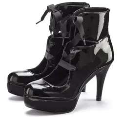 LASCANA Belle Affaire High-Heel-Sandalette mit Plateau - Damen Pumps in Schwarz mit 11 cm Absatzhöhe, sexy Lackoptik und Schnürung. Ideal für besondere Anlässe oder einen glamourösen Look.