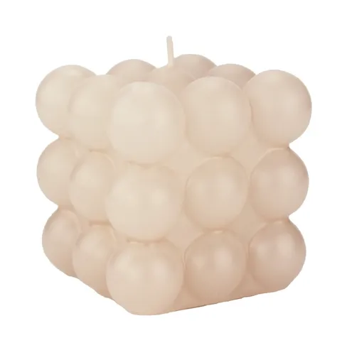 INNA-Glas Bubble Kerze MARAVILLA, creme, 8,5x8,5x8,5cm - Elegante Würfelkerze aus hochwertigem Wachs, perfekt für stimmungsvolle Beleuchtung und Dekoration. Maße: 8,5 cm x 8,5 cm x 8,5 cm.