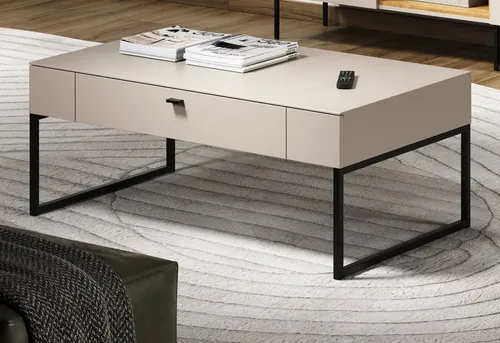 Furn.Design Couchtisch Alegro - Moderner Wohnzimmertisch in Cashmere/Sand - Stylischer Couchtisch Alegro mit Soft-Close-Funktion und pflegeleichter Melaminbeschichtung. Ideal für elegantes Wohnen und praktischen Komfort.