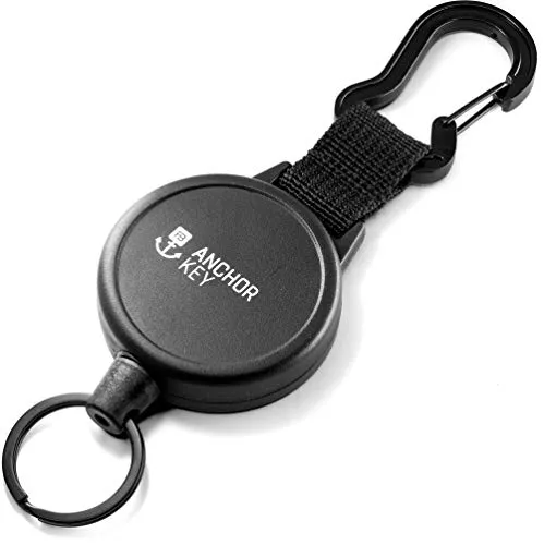 FABACH Schlüsselrolle Schlüsselanhänger ausziehbar - Jojo Schlüsselband mit 105cm Aramidseil - Einziehbarer Kartenhalter Ausweis Clip - Schlüssel Zipper und Ski Karten Halter für Hose und Gürtel