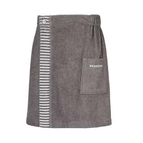 Schiesser Saunakilt Rom Herren (Dunkelgrau, 46-54) - Bequemer Saunakilt für Herren in Größe 46-54, aus 100% Baumwolle für besten Tragekomfort. Ideal für die Sauna, mit Eingrifftasche und verstellbarem Knopfverschluss.