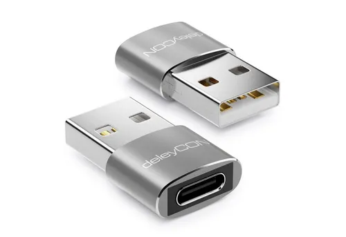 deleyCON deleyCON 2x USB2.0 Mini Adapter USB zu USB C-Buchse Notebook USB-Adapter