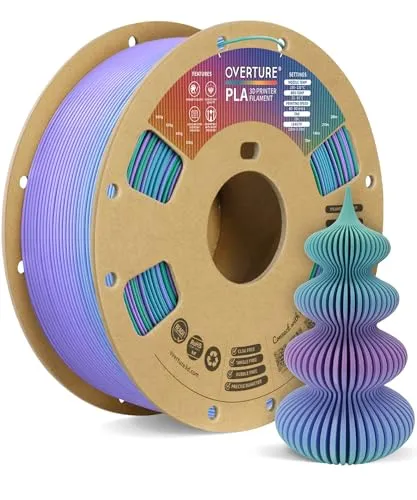 OVERTURE Filament PLA 1.75mm Verbessert, 3D Drucker PLA Filament 1kg Spule (2.2 LBS), Maßgenauigkeit ± 0.02mm für die Meisten FDM 3D Drucker(Northern Lights)