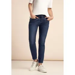Street One Damen A378133 Jeans im Slim Fit, Deep Indigo Washed - Stylische Mid Waist Jeans im Slim Fit mit komfortablem Stretchanteil und 5-Pocket-Design, ideal für den Alltag und Freizeitlooks.