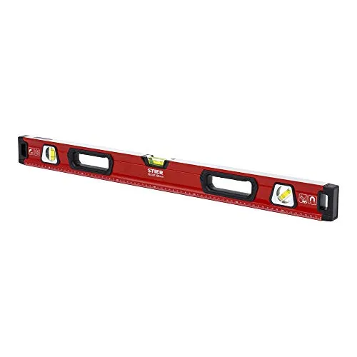 STIER Premium Wasserwaage 800 mm mit Magnet und drei Libellen - Magnet Wasserwaage mit hoher Messgenauigkeit von ±0,5 mm/m, ideal für präzise Ausrichtungen in der Werkstatt und auf Baustellen. Robustes Aluminiumprofil für Langlebigkeit.
