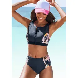 LASCANA ACTIVE Crop-Bikini-Top "Wave" - Damen-Bikini-Oberteil im Cropped-Stil, aus recyceltem Polyamid, mit vornem Reißverschluss und herausnehmbaren Softcups – perfekt für vielseitige Kombinationsmöglichkeiten in der Bademode.