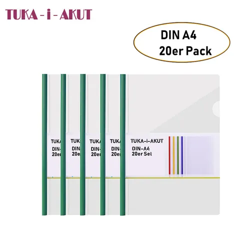 20er A4 Clip Bar Slide Binders Schiebeleiste Cover PP Files Folders Grün TKD8040